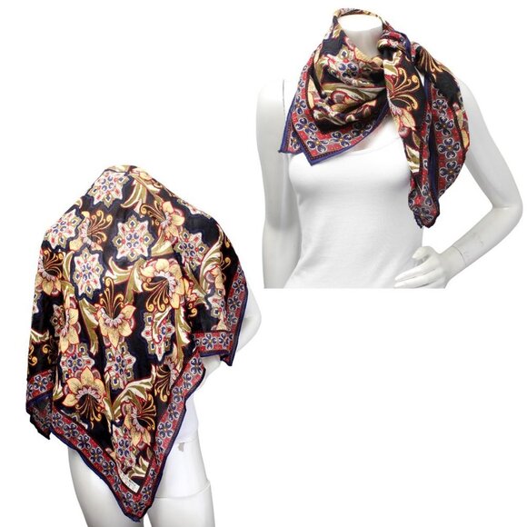 Vintage Oscar de la Renta Studio Scarf Poly Blend Paisley Floral Wrap Shawl - Picture 10 of 10